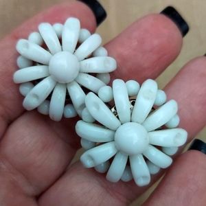W. Germany Milkglass Cluster Earrings
